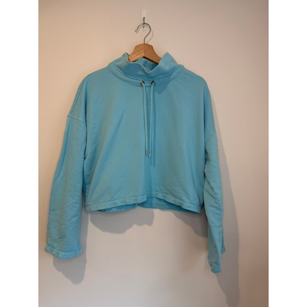 Something Navy Mocked Neck Sweatshirt, Cropped, Oversized Fit, Lt. Blue, Size M